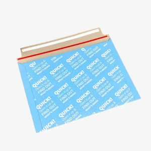 Custom printed rigid mailing envelopes with branded design for secure flat shipping.