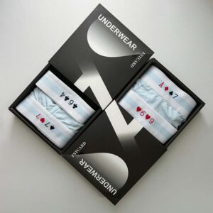 Custom underwear box that saves space during storage and shipping.