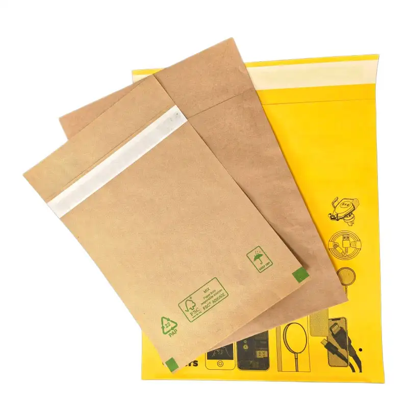 Kraft paper mailers for e-commerce shipping featuring natural kraft finish, custom printing, and peel-and-seal closure