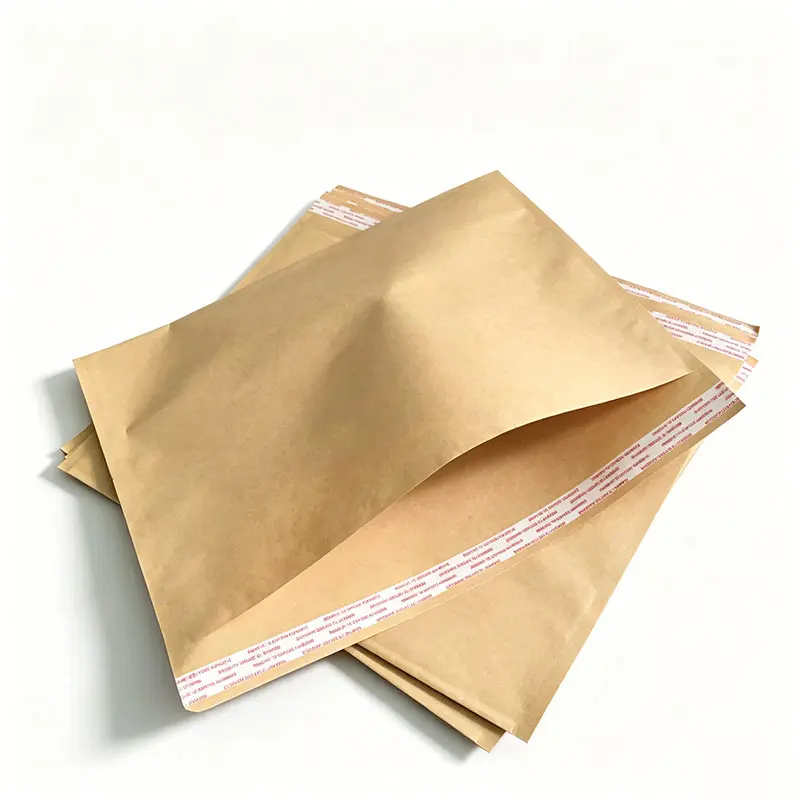 Natural kraft paper mailers with peel-and-seal closure for apparel, documents, and small e-commerce products
