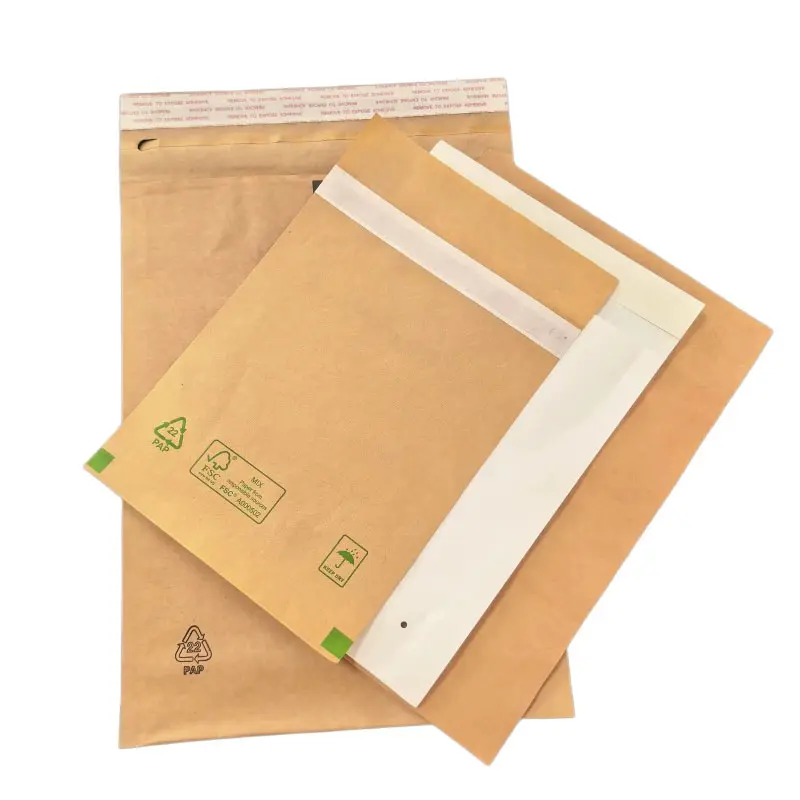 Recyclable kraft shipping mailers in assorted sizes with self-seal closure for lightweight product packaging